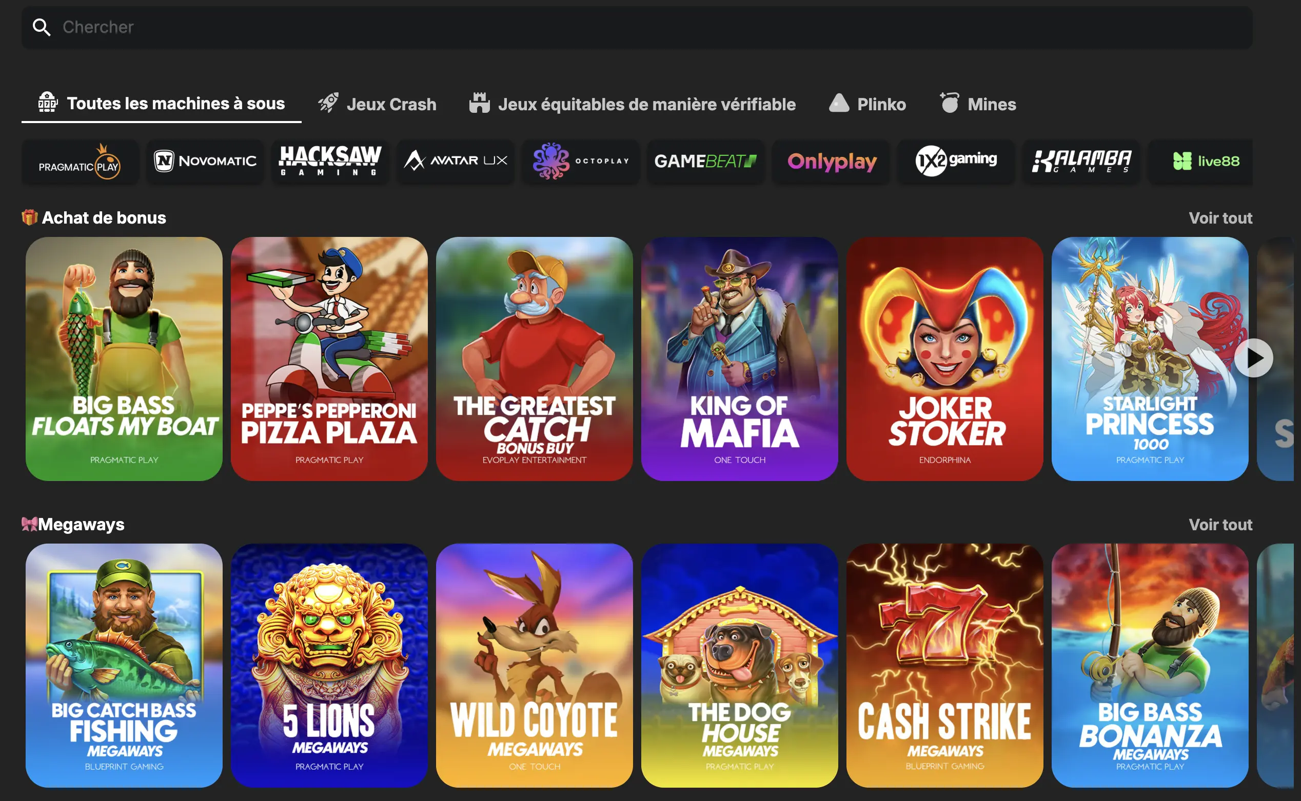 Machines à sous (slots)